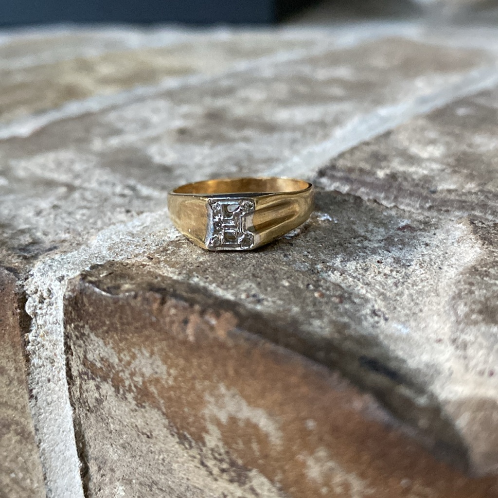 Genuine 14kt Gold Diamond Initial Ring